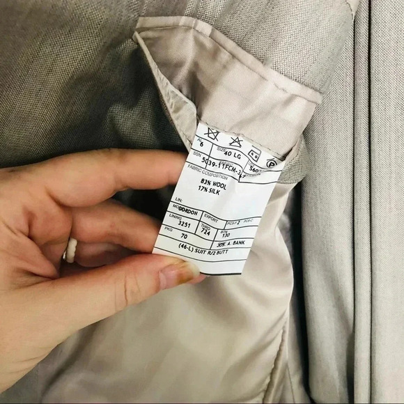 Jos A Bank Taupe Tan 2 Piece Suit Jacket and Pants 40L and 34L Wool Silk Blend - Picture 2 of 11